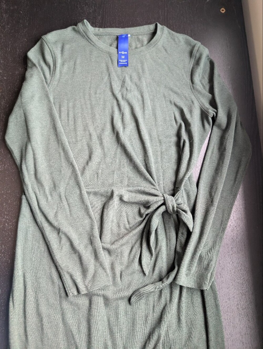Kit and Ace Tie Brushed French Terry Long Sleeve T-Shirt Maxi Dress in Gardine - Picture 3 of 11